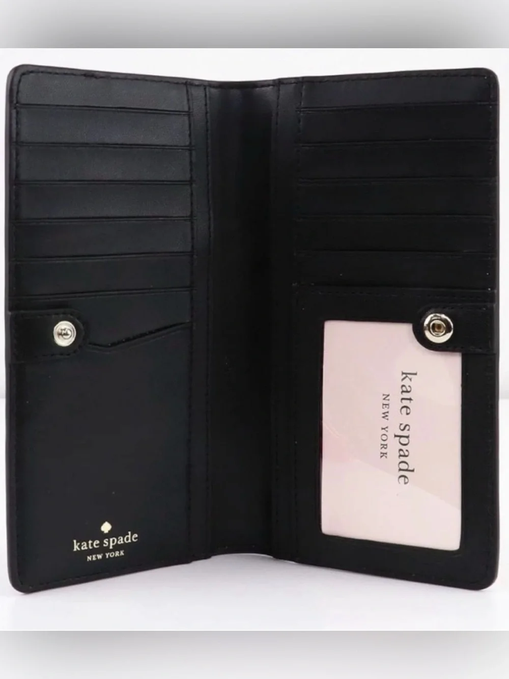 kate spade black and blush pink leather continental wallet